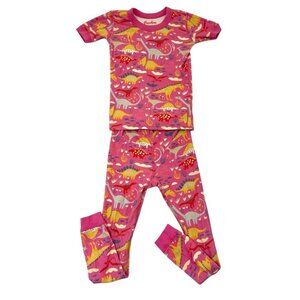 Piccolina Dinosaur Dino Pajamas Short Sleeve Pants Kids Pink Girls size 10